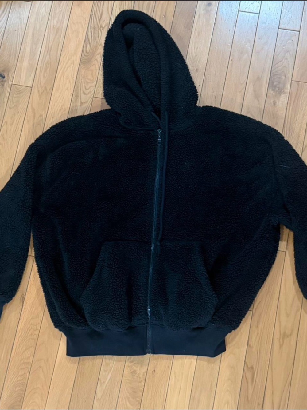 Aeropostale Black Sherpa Zip-Up Hoodie Jacket